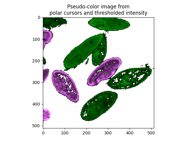 Pseudo-color image from polar cursors and thresholded intensity