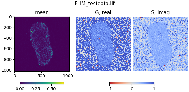 FLIM_testdata.lif, mean, G, real, S, imag