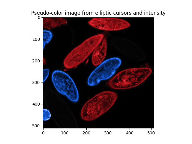 Pseudo-color image from elliptic cursors and intensity